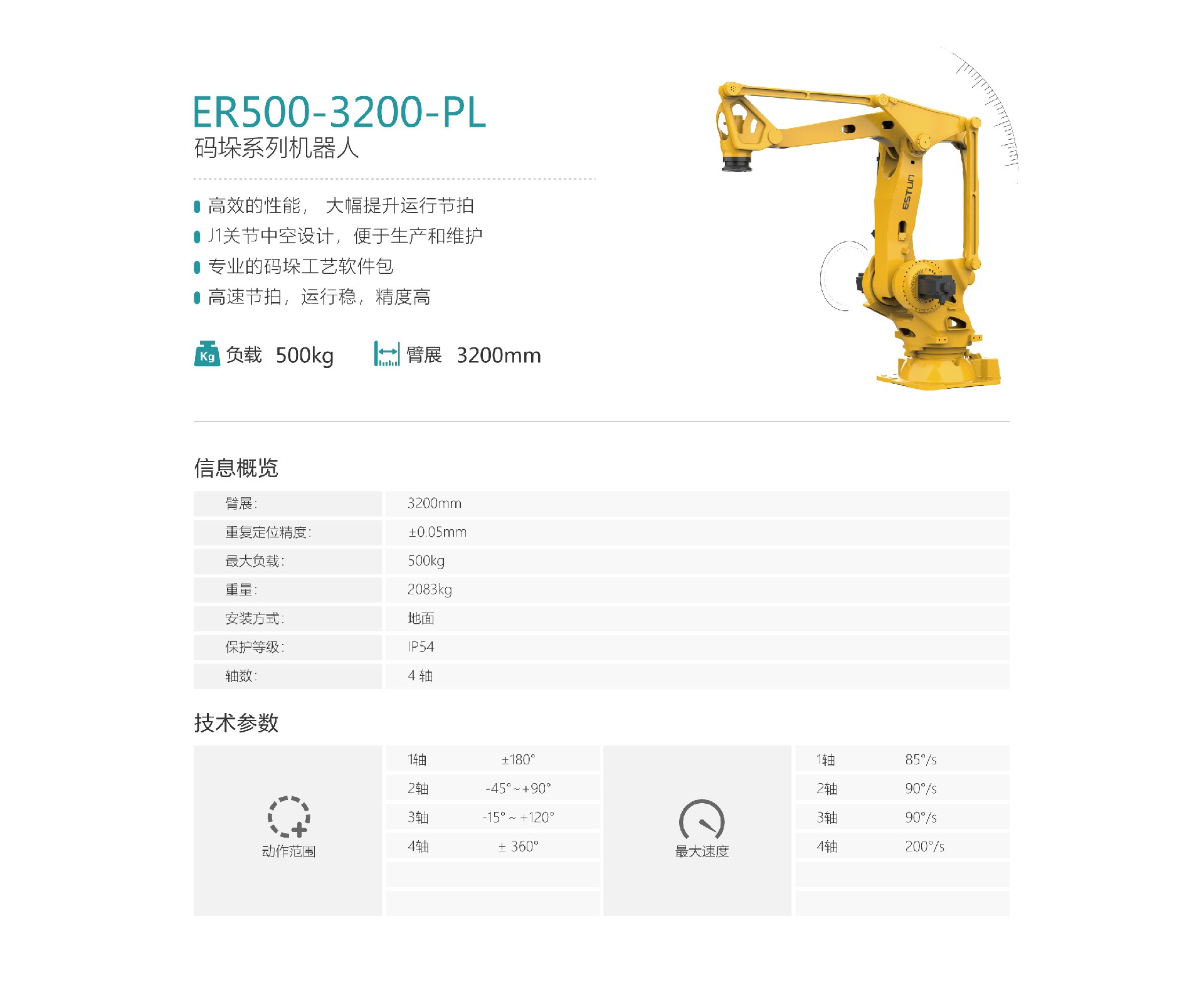 埃斯顿超大负载机器人ER500-3200-PL