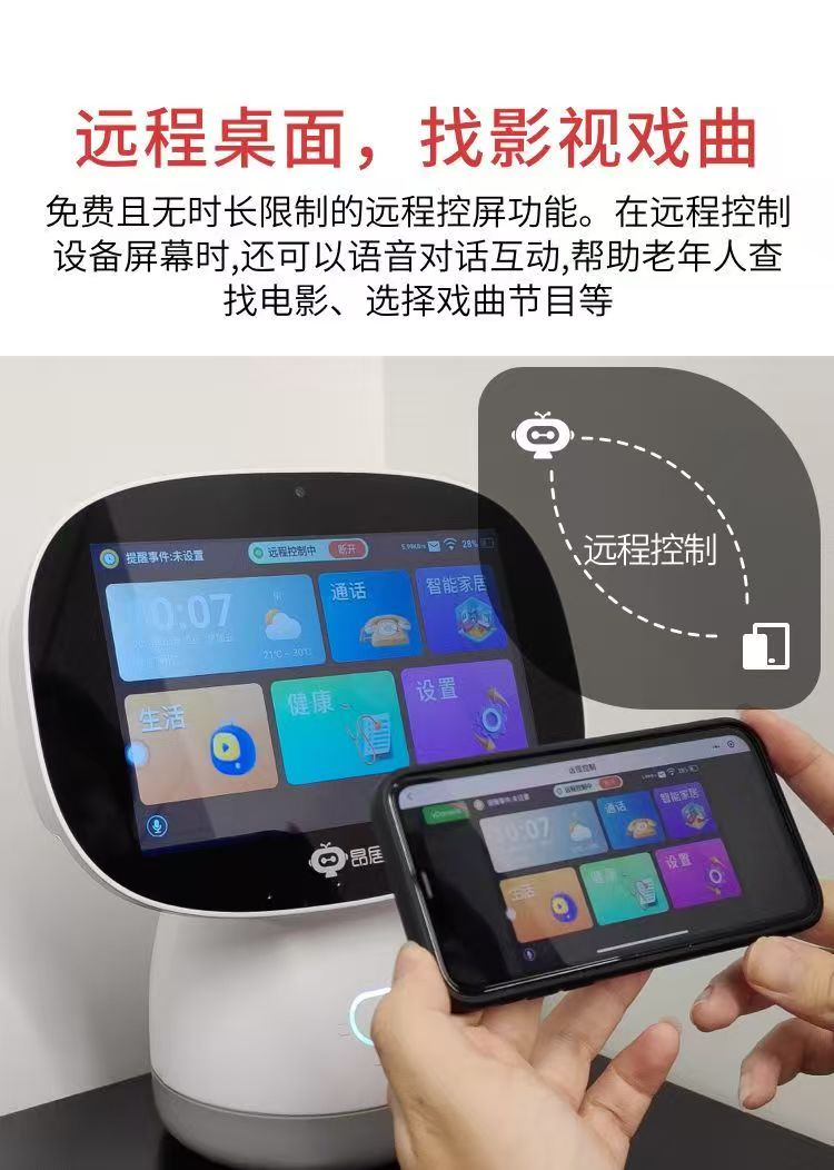 昂居小宝老人陪护智能机器人AI语音对话解闷家用视频通话远程陪伴 高清图片4